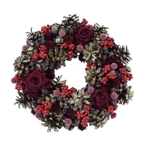 Vánoční přírodní věnec s růžemi Ego Dekor Pine, ø 28 cm