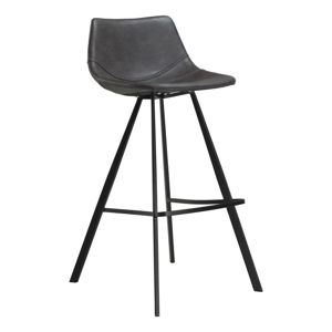 Šedá barová židle z eko kůže s černým kovovým podnožím DAN–FORM Denmark Pitch