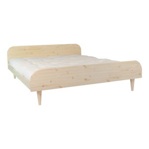 Dvoulůžková postel z borovicového dřeva s matrací Karup Design Twist Comfort Mat Natural Clear/Natural, 140 x 200 cm