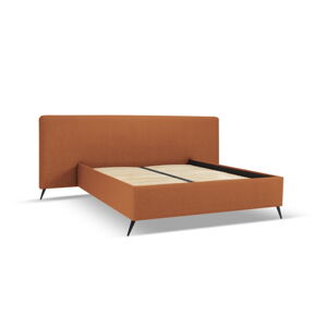 Čalouněná dvoulůžková postel v cihlové barvě s úložným prostorem a roštem 180x200 cm Walter – Milo Casa