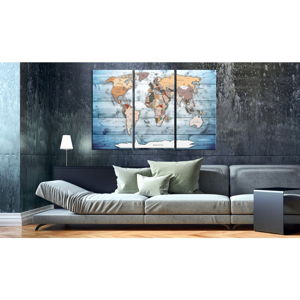 Vícedílná nástěnka s mapou světa Bimago Sapphire Travels, 120 x 80 cm