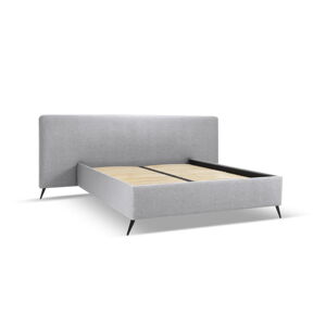 Šedá čalouněná dvoulůžková postel s úložným prostorem a roštem 180x200 cm Walter – Milo Casa