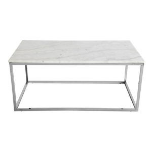 Konferenční stolek s bílou mramorovou deskou a podnožím ve stříbrné barvě RGE Accent