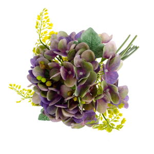 Fialová umělá květina ve stylu hortenzie s kapradím Dakls