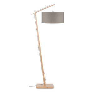 Stojací lampa s béžovým stínidlem a konstrukcí z bambusu Good&Mojo Andes
